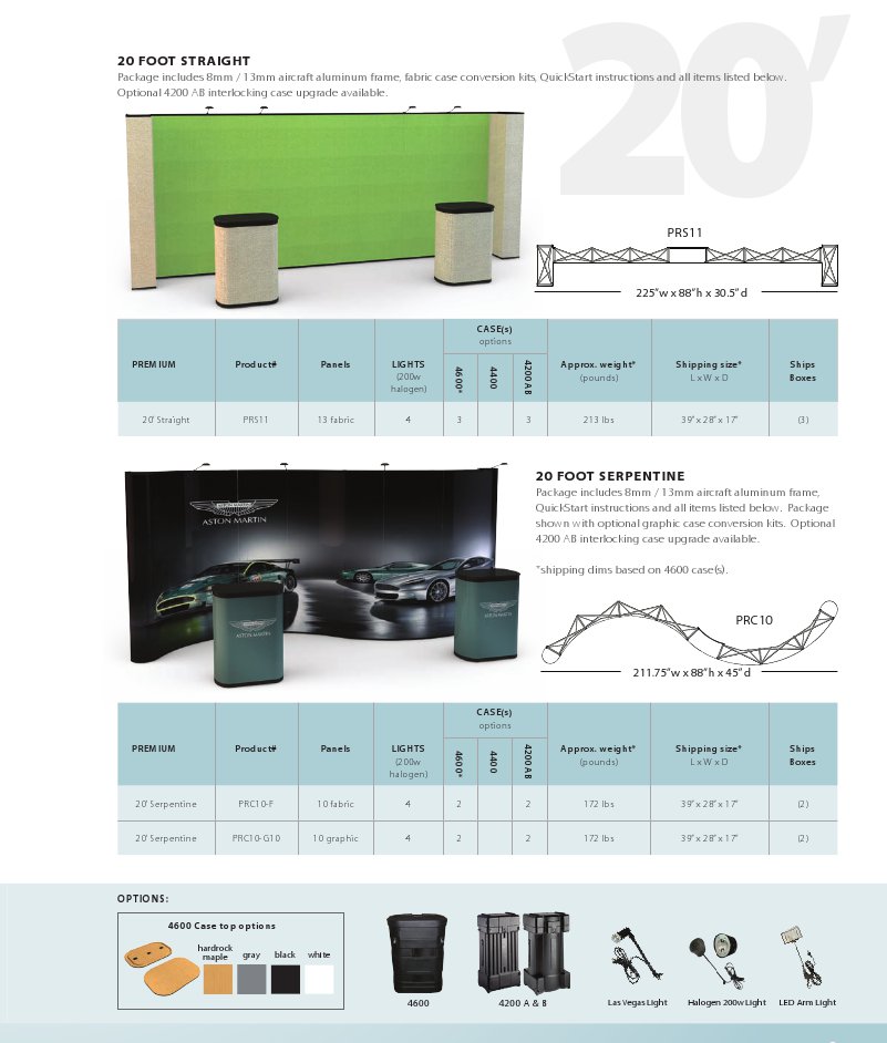 20' Premium Straight & Serpentine Trade Show Pop Up Displays