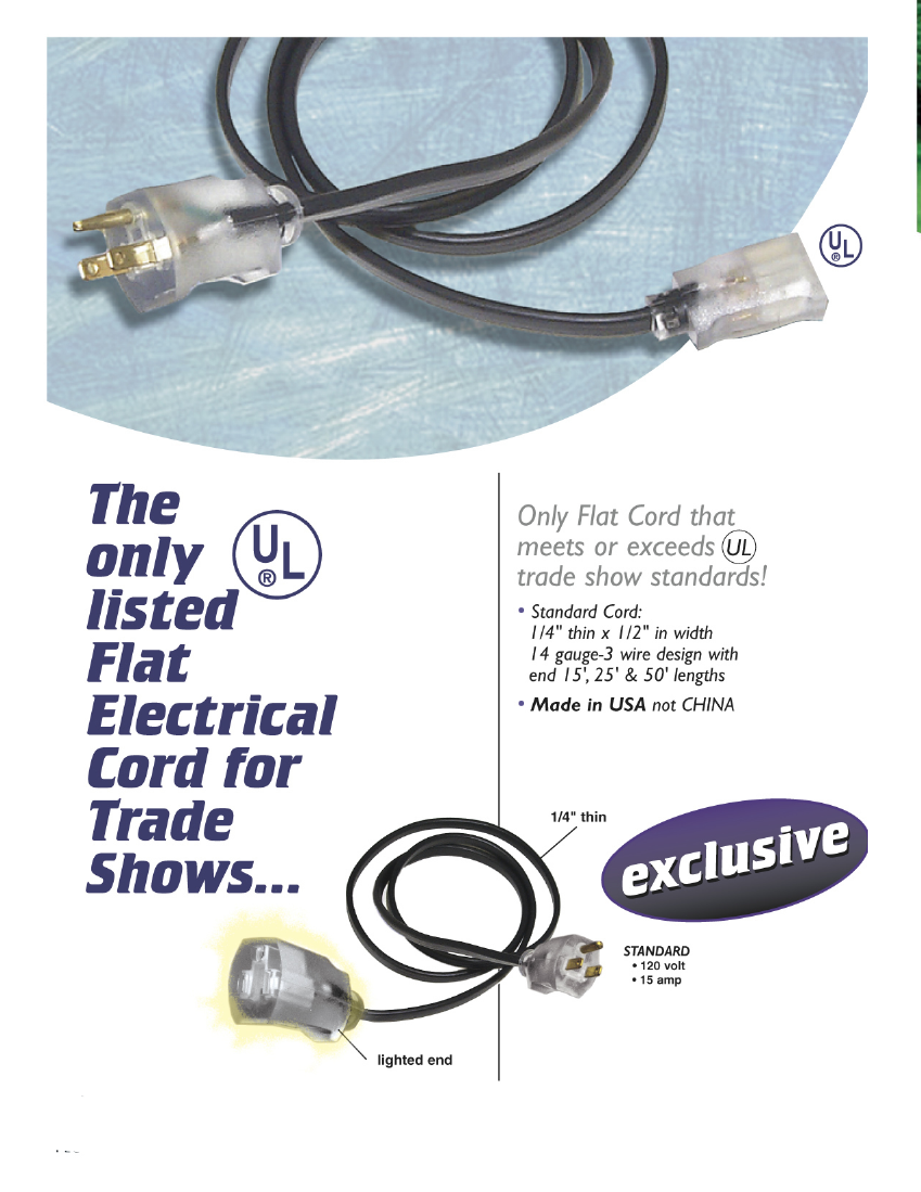 Flat Electrical Cord For Trade Shows